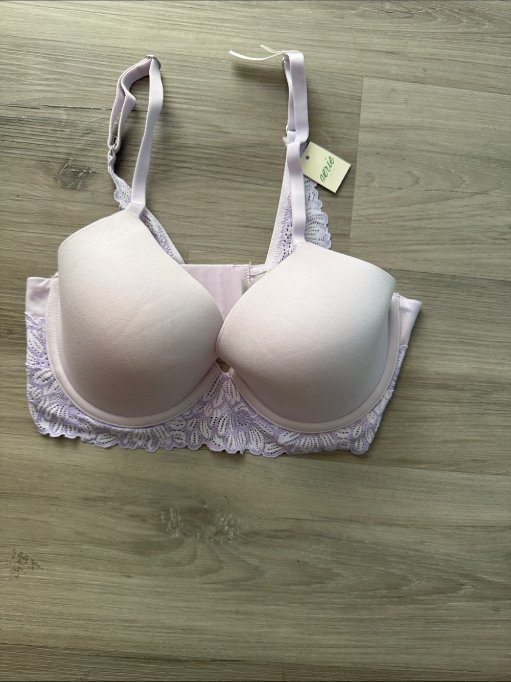 aerie Light lavender Lace-Trim Molded T-Shirt Bra